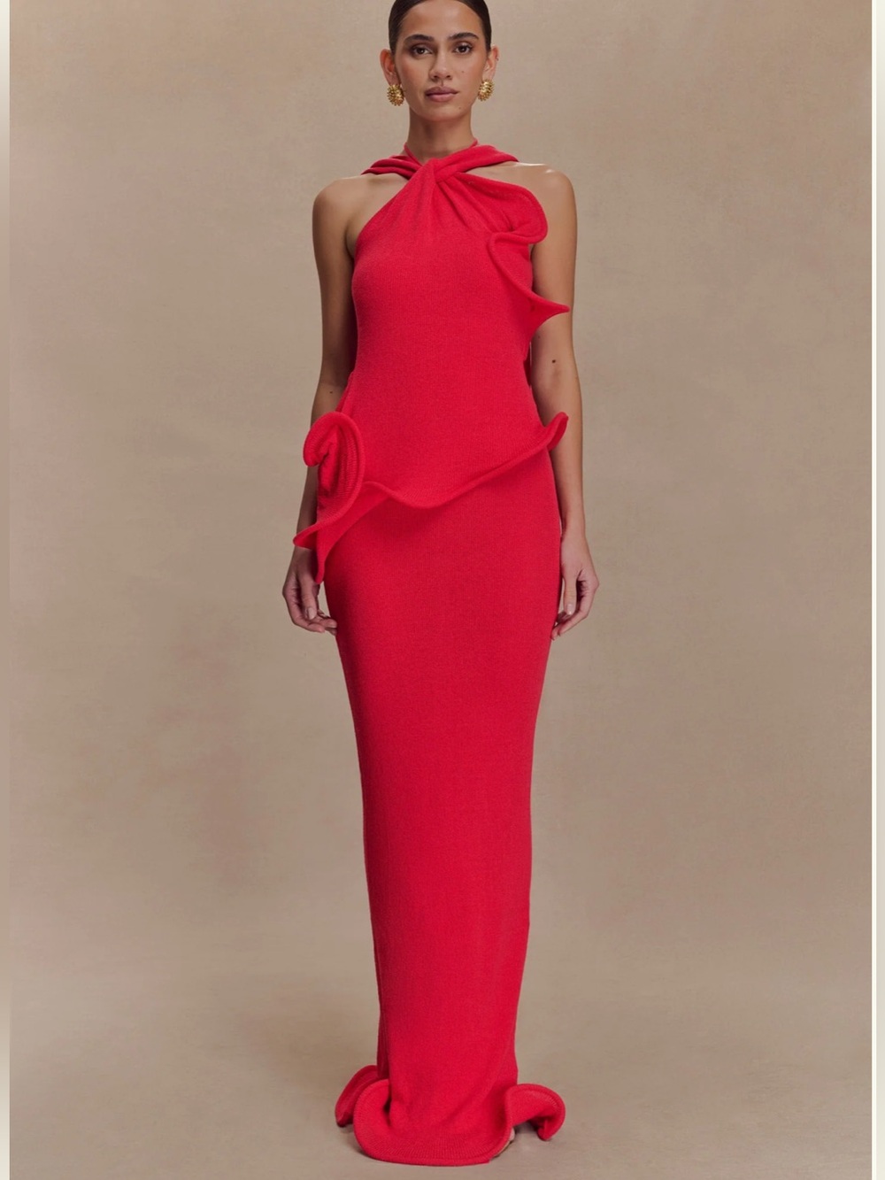 Meshki Caprice Knit Halter Maxi Dress